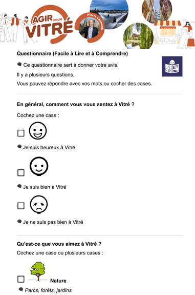 "Agir Pour Vitré" questionnaire version FALC