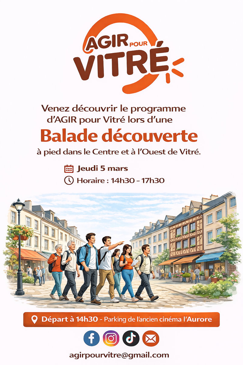 Balade découverte avec Agir pour Vitré le 5 mars 2026 14h30